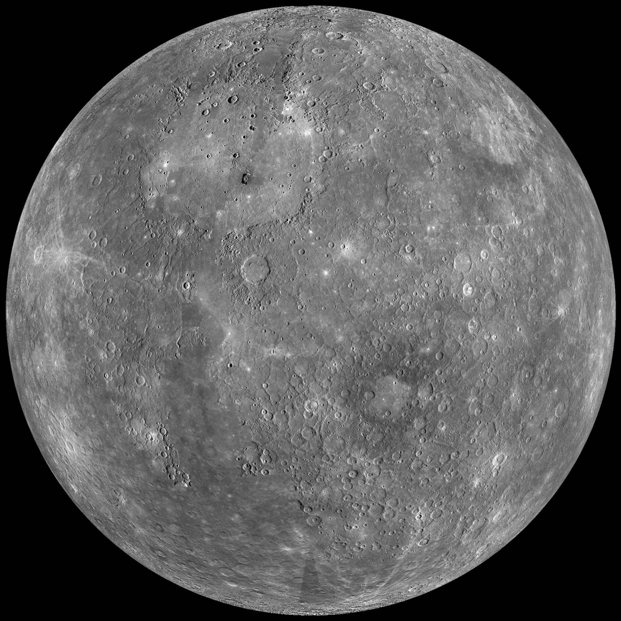 Mercury: grey and cratered pole to pole