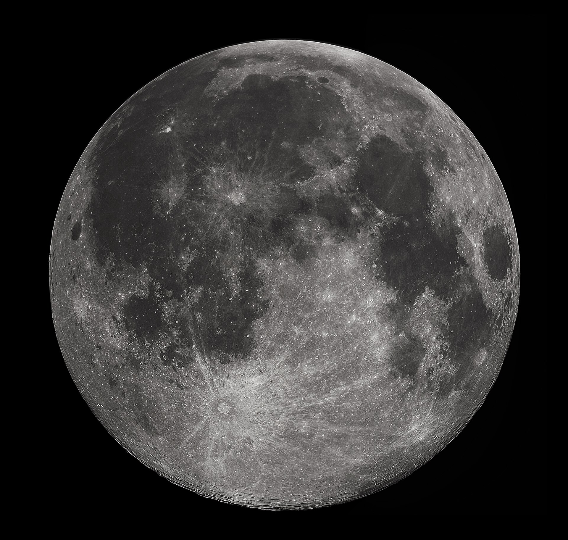 The Moon: grey maria and bright ray craters