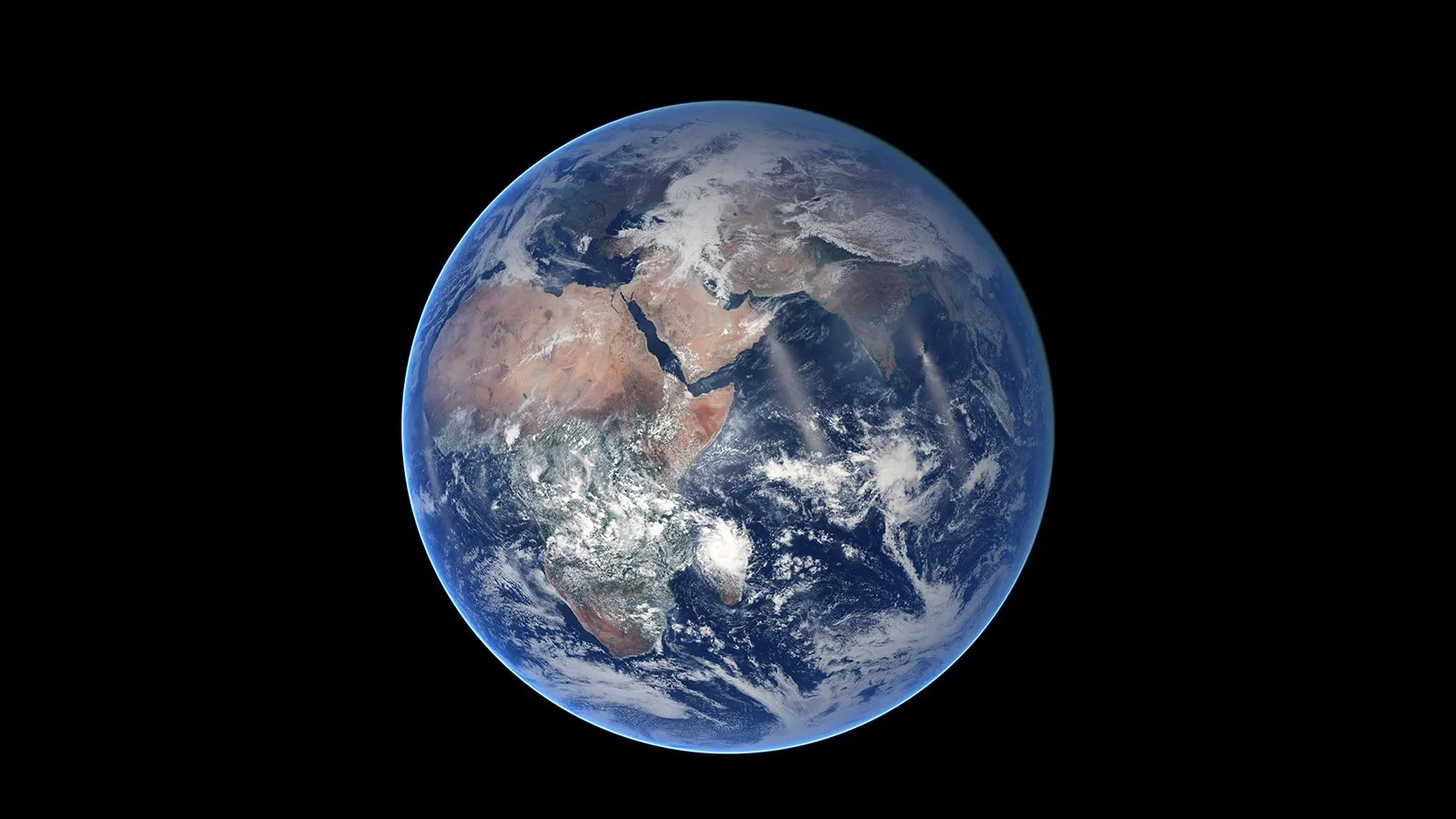 Earth as a full disc: Africa, Europe and the Indian Ocean under scattered cloud